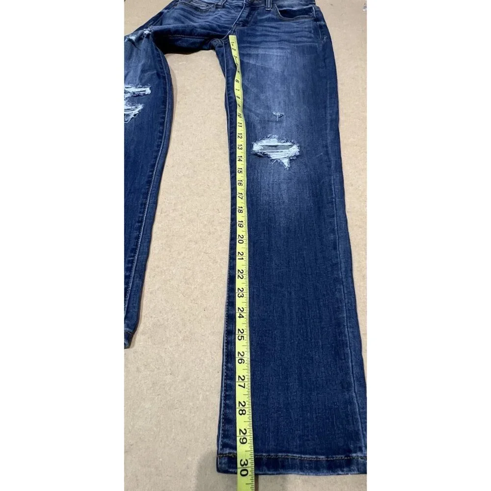 Judy Blue Women 1/25 Boyfriend Jeans Blue Relaxed Distressed Stretch Zipper - Picture 8 of 13